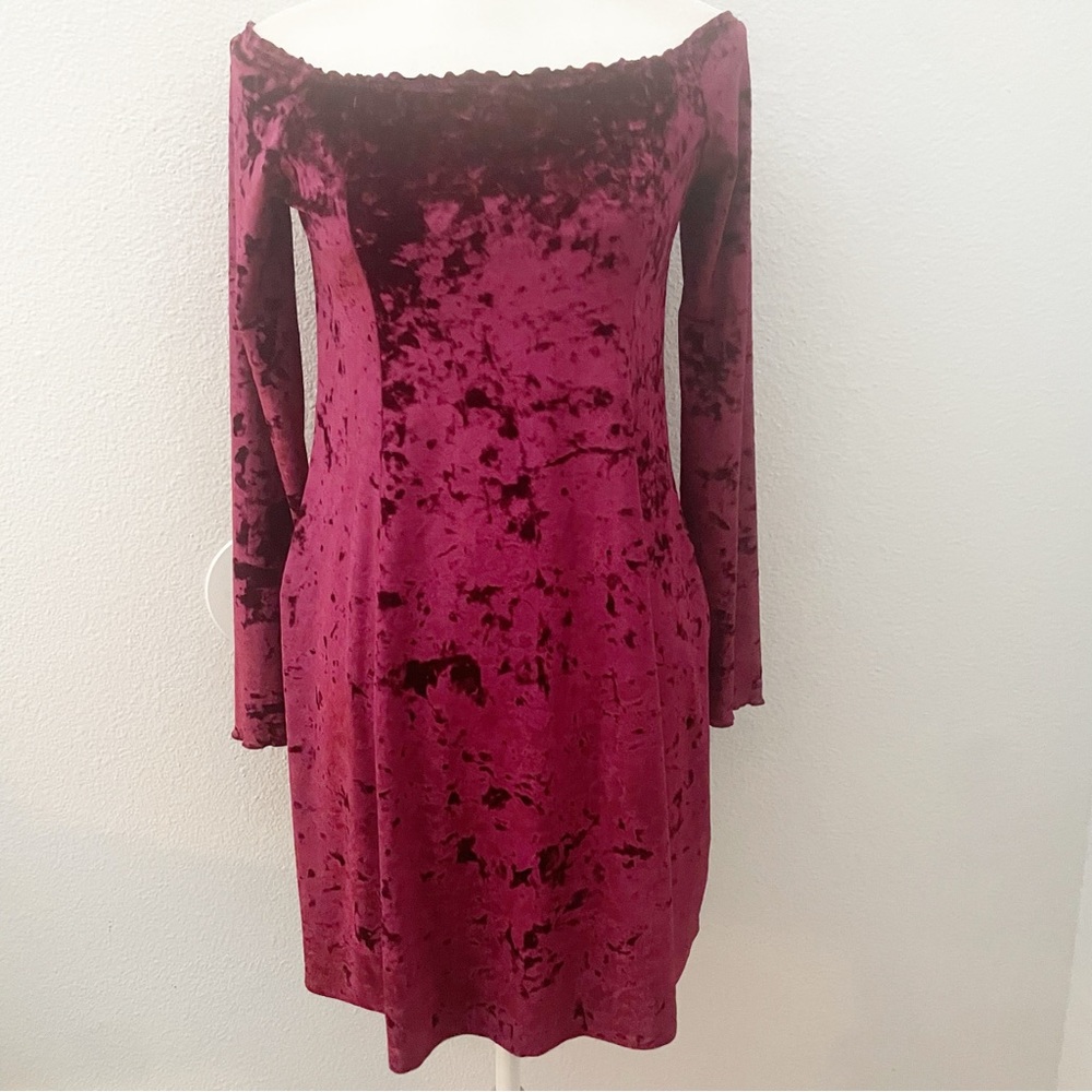 Hollister crushed velvet off shoulder mini dress size large